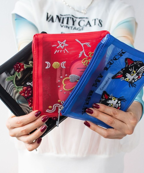 Casselini（キャセリーニ）の「チュール刺繍ポーチ（ポーチ）」 - WEAR