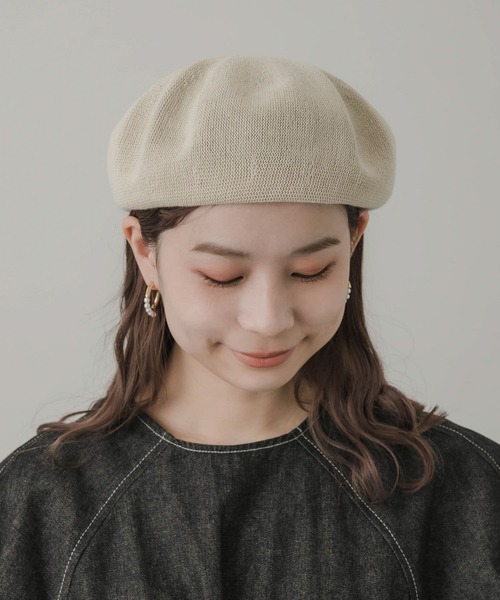 SMELLY(スメリー)の「リネンミックスベレー(ハンチング/ベレー帽・レディース・グレー/アイボリー/ブラック・-)」の16枚目の写真