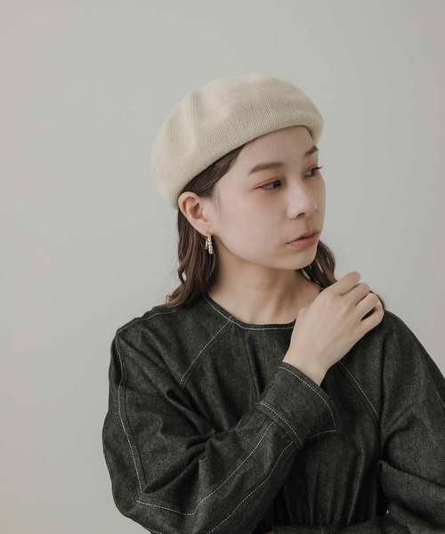 SMELLY(スメリー)の「リネンミックスベレー(ハンチング/ベレー帽・レディース・グレー/アイボリー/ブラック・-)」の20枚目の写真