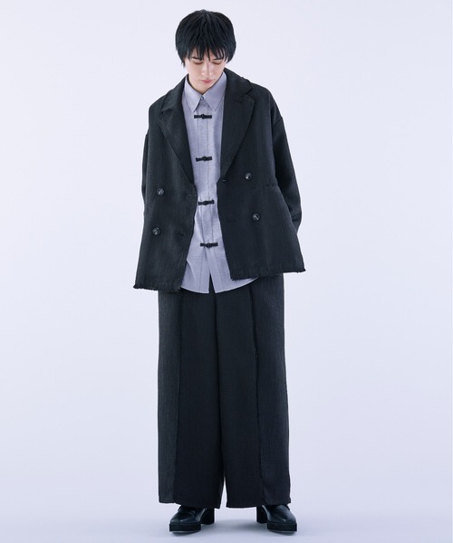 Ellno Loset(エルノロゼット)の「ツイードフリンジワイドストレートパンツ/セットアップ対応(その他パンツ・メンズ・ブラック・MEDIUM/LARGE/X-SMALL/SMALL)」の5枚目の写真