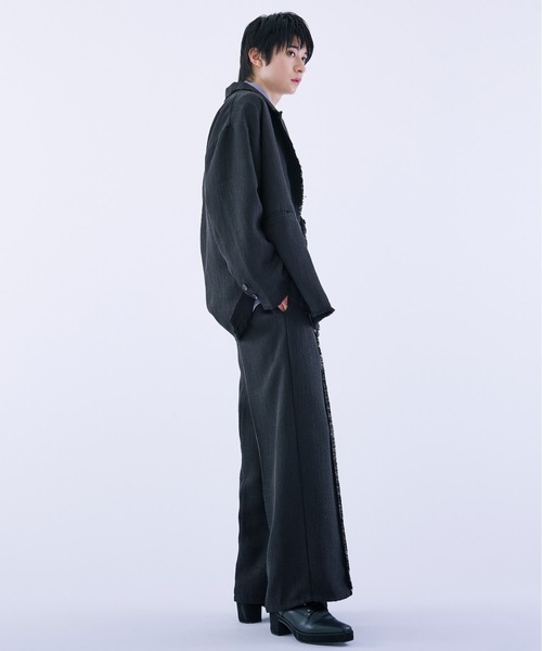 Ellno Loset(エルノロゼット)の「ツイードフリンジワイドストレートパンツ/セットアップ対応(その他パンツ・メンズ・ブラック・MEDIUM/LARGE/X-SMALL/SMALL)」の6枚目の写真