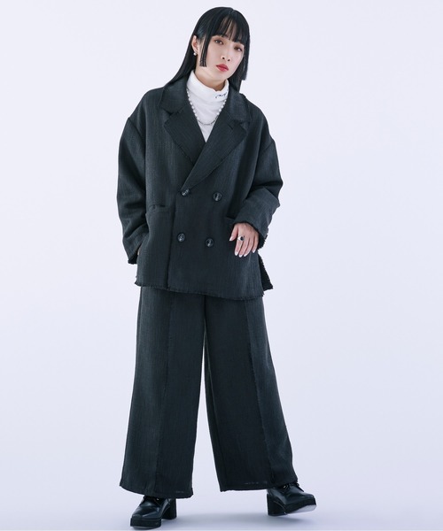 Ellno Loset(エルノロゼット)の「ツイードフリンジワイドストレートパンツ/セットアップ対応(その他パンツ・メンズ・ブラック・MEDIUM/LARGE/X-SMALL/SMALL)」の14枚目の写真
