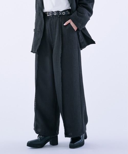 Ellno Loset(エルノロゼット)の「ツイードフリンジワイドストレートパンツ/セットアップ対応(その他パンツ・メンズ・ブラック・MEDIUM/LARGE/X-SMALL/SMALL)」の11枚目の写真