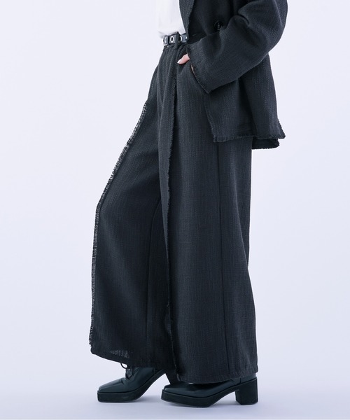 Ellno Loset(エルノロゼット)の「ツイードフリンジワイドストレートパンツ/セットアップ対応(その他パンツ・メンズ・ブラック・MEDIUM/LARGE/X-SMALL/SMALL)」の12枚目の写真