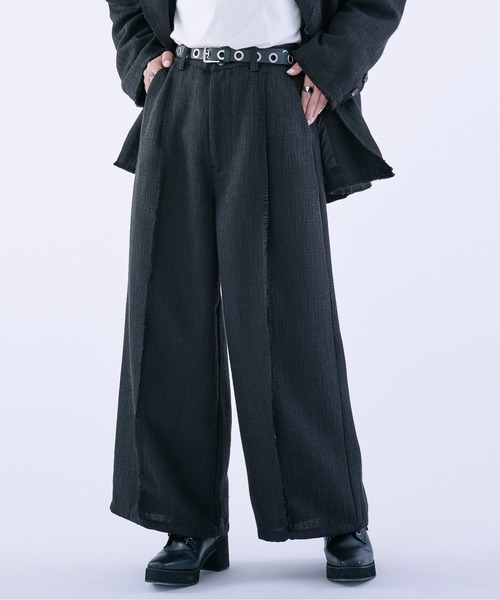 Ellno Loset(エルノロゼット)の「ツイードフリンジワイドストレートパンツ/セットアップ対応(その他パンツ・メンズ・ブラック・MEDIUM/LARGE/X-SMALL/SMALL)」の19枚目の写真