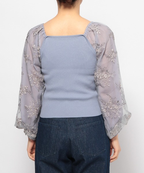 mysty woman（ミスティウーマン）の「フローラルスリーブプルオーバー　109768（ニット/セーター・レディース・アイボリー/モカ/ブルー系その他・FREE）」の13枚目の写真