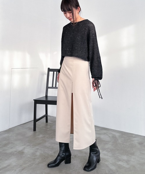 EPIMI E'PIMMY（エピミエピミー）の「【ハンドウォッシャブル】透かし編みスパンコールラメニット（ニット/セーター・レディース・ブラック/オフホワイト/グレー/ブルー・MEDIUM）」の10枚目の写真