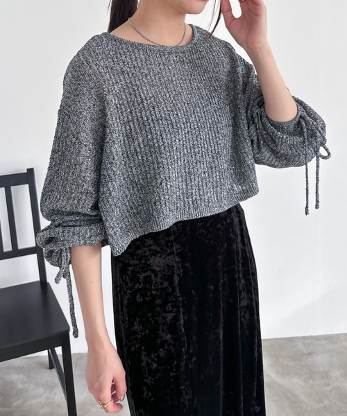 EPIMI E'PIMMY（エピミエピミー）の「【ハンドウォッシャブル】透かし編みスパンコールラメニット（ニット/セーター・レディース・ブラック/オフホワイト/グレー/ブルー・MEDIUM）」の20枚目の写真