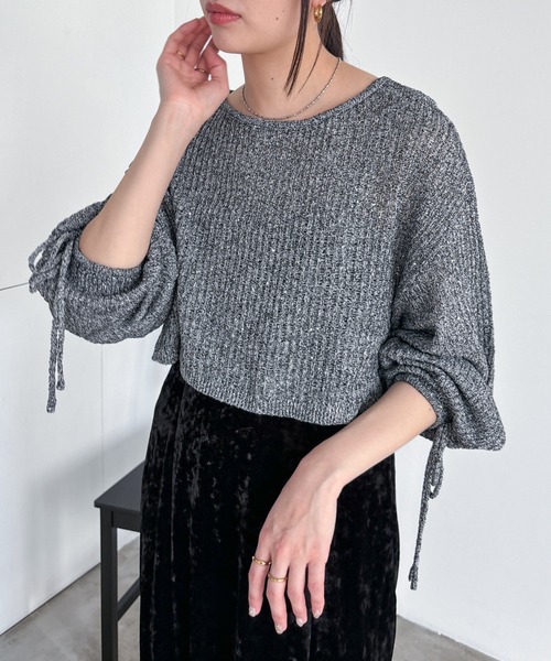 EPIMI E'PIMMY（エピミエピミー）の「【ハンドウォッシャブル】透かし編みスパンコールラメニット（ニット/セーター・レディース・ブラック/オフホワイト/グレー/ブルー・MEDIUM）」の21枚目の写真