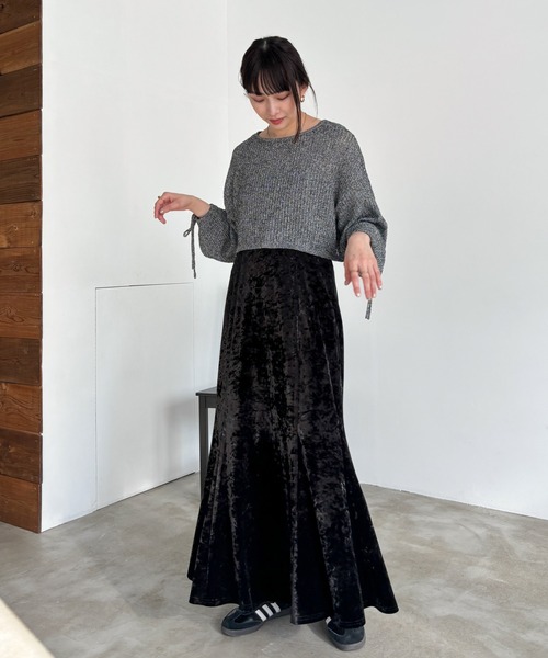 EPIMI E'PIMMY（エピミエピミー）の「【ハンドウォッシャブル】透かし編みスパンコールラメニット（ニット/セーター・レディース・ブラック/オフホワイト/グレー/ブルー・MEDIUM）」の15枚目の写真