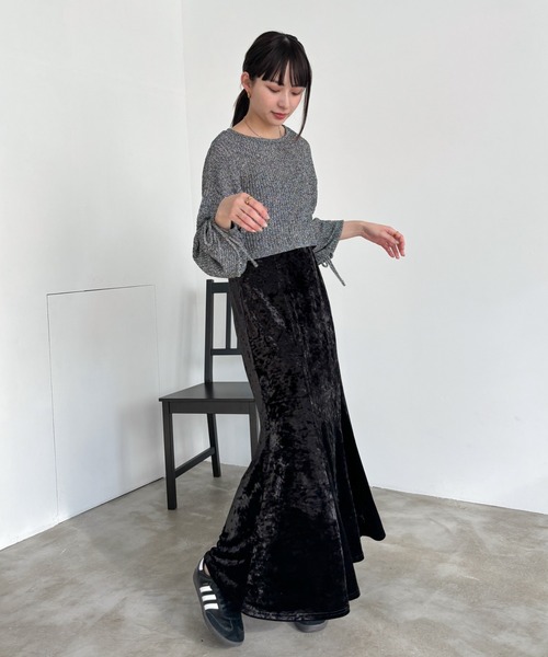 EPIMI E'PIMMY（エピミエピミー）の「【ハンドウォッシャブル】透かし編みスパンコールラメニット（ニット/セーター・レディース・ブラック/オフホワイト/グレー/ブルー・MEDIUM）」の16枚目の写真