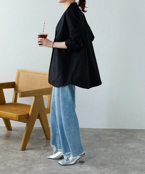 Fizz（フィズ）の「【Fizz/フィズ】　リネンテーラードジャケット（テーラードジャケット・レディース・ライトベージュ/ブラック・M）」の6枚目の写真