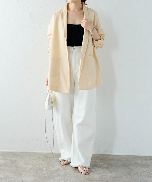 Fizz（フィズ）の「【Fizz/フィズ】　リネンテーラードジャケット（テーラードジャケット・レディース・ライトベージュ/ブラック・M）」の12枚目の写真