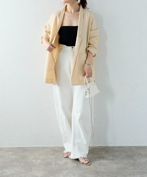 Fizz（フィズ）の「【Fizz/フィズ】　リネンテーラードジャケット（テーラードジャケット・レディース・ライトベージュ/ブラック・M）」の13枚目の写真