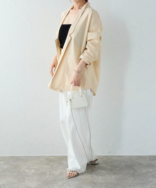 Fizz（フィズ）の「【Fizz/フィズ】　リネンテーラードジャケット（テーラードジャケット・レディース・ライトベージュ/ブラック・M）」の14枚目の写真