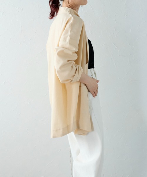 Fizz（フィズ）の「【Fizz/フィズ】　リネンテーラードジャケット（テーラードジャケット・レディース・ライトベージュ/ブラック・M）」の21枚目の写真