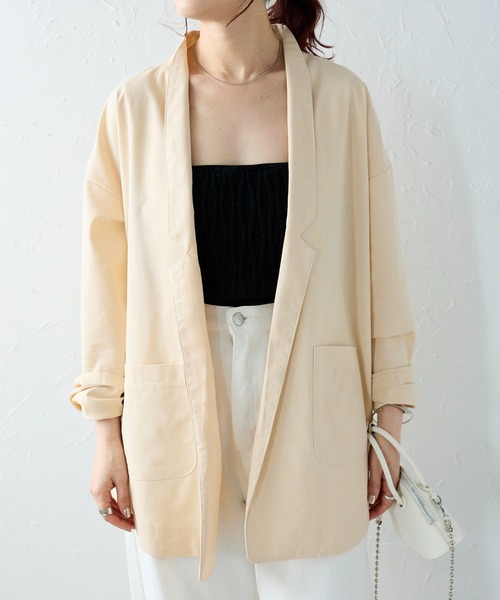 Fizz（フィズ）の「【Fizz/フィズ】　リネンテーラードジャケット（テーラードジャケット・レディース・ライトベージュ/ブラック・M）」の22枚目の写真