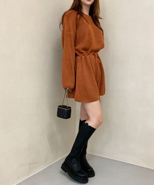 Miniministore(ミニミニストア)の「ニットオールインワン レディース長袖秋冬(つなぎ/オールインワン・レディース・ベージュ/カーキ/ブラウン/ブラック・FREE)」の15枚目の写真