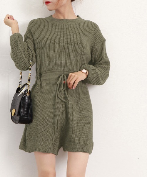 Miniministore(ミニミニストア)の「ニットオールインワン レディース長袖秋冬(つなぎ/オールインワン・レディース・ベージュ/カーキ/ブラウン/ブラック・FREE)」の16枚目の写真