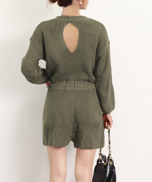 セール】ニットオールインワン レディース長袖秋冬（つなぎ