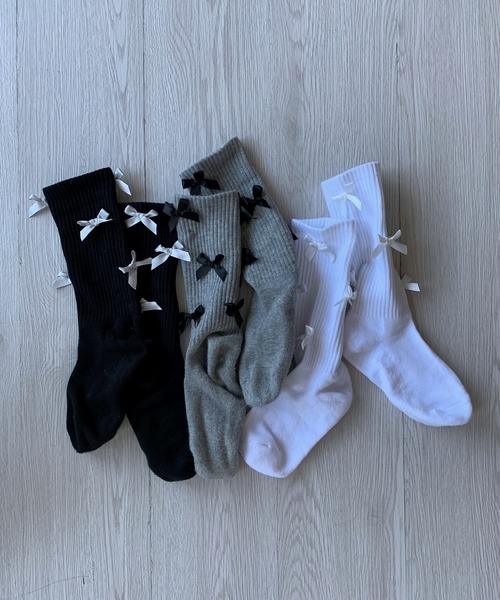 Silly（シリー）の「【コーデのポイントに！】リボンリブソックス（ソックス/靴下・レディース・ホワイト/ブラック/グレー・FREE）」の17枚目の写真