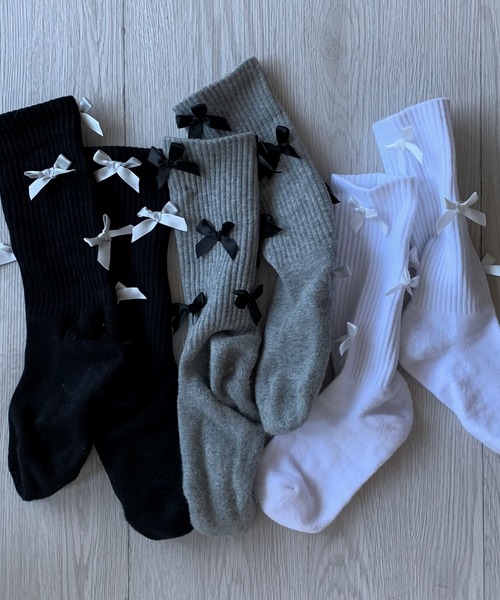 Silly（シリー）の「【コーデのポイントに！】リボンリブソックス（ソックス/靴下・レディース・ホワイト/ブラック/グレー・FREE）」の16枚目の写真
