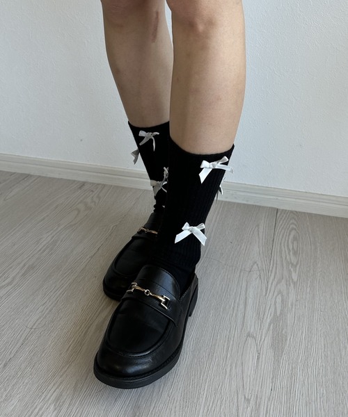 Silly（シリー）の「【コーデのポイントに！】リボンリブソックス（ソックス/靴下・レディース・ホワイト/ブラック/グレー・FREE）」の20枚目の写真