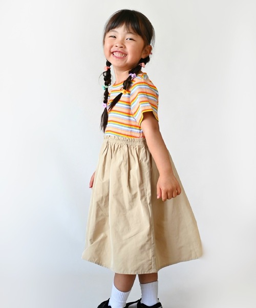 MAKE YOUR DAY(メイクユアデイ)の「リブドッキングワンピース■80~140cm(ワンピース・キッズ・イエロー/ピンク/オフホワイト・80/90/100/110/120/130/140)」の3枚目の写真