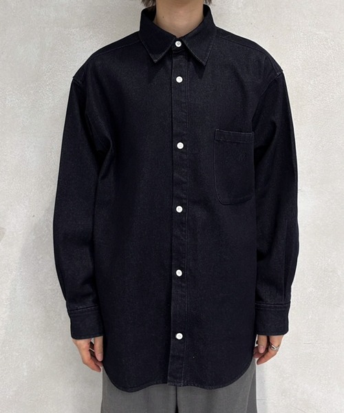 MUHET（ミュエータ）の「デニムシャツ（シャツ/ブラウス・レディース・ブルー/ダークインディゴブルー・SMALL/LARGE/MEDIUM）」の14枚目の写真