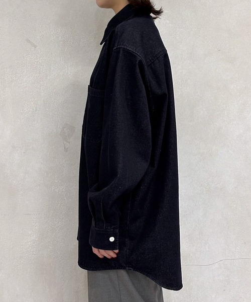 MUHET（ミュエータ）の「デニムシャツ（シャツ/ブラウス・レディース・ブルー/ダークインディゴブルー・SMALL/LARGE/MEDIUM）」の13枚目の写真