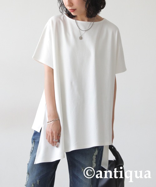 antiqua(アンティカ)の「フレンチスリーブトップス(Tシャツ/カットソー・レディース・ホワイト/ブラック/ブルー・ONESIZE)」の2枚目の写真