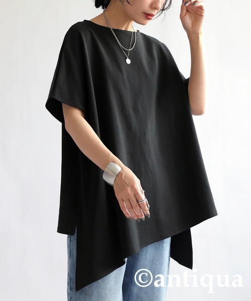 antiqua(アンティカ)の「フレンチスリーブトップス(Tシャツ/カットソー・レディース・ホワイト/ブラック/ブルー・ONESIZE)」の1枚目の写真