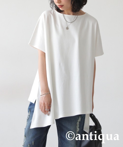antiqua(アンティカ)の「フレンチスリーブトップス(Tシャツ/カットソー・レディース・ホワイト/ブラック/ブルー・ONESIZE)」の7枚目の写真