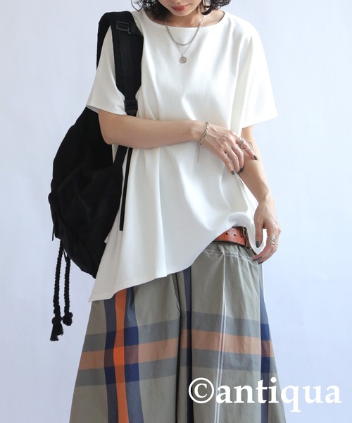 antiqua(アンティカ)の「フレンチスリーブトップス(Tシャツ/カットソー・レディース・ホワイト/ブラック/ブルー・ONESIZE)」の5枚目の写真