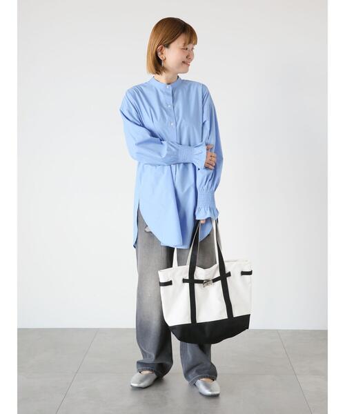 Lugnoncure（ルノンキュール）の「バンドカラー袖シャーリングシャツ（シャツ/ブラウス・レディース・オフホワイト/ブルー/サックスブルー・F）」の6枚目の写真