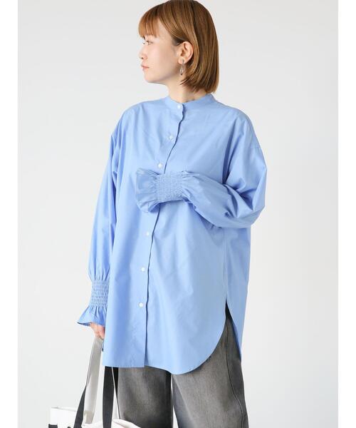 Lugnoncure（ルノンキュール）の「バンドカラー袖シャーリングシャツ（シャツ/ブラウス・レディース・オフホワイト/ブルー/サックスブルー・F）」の7枚目の写真