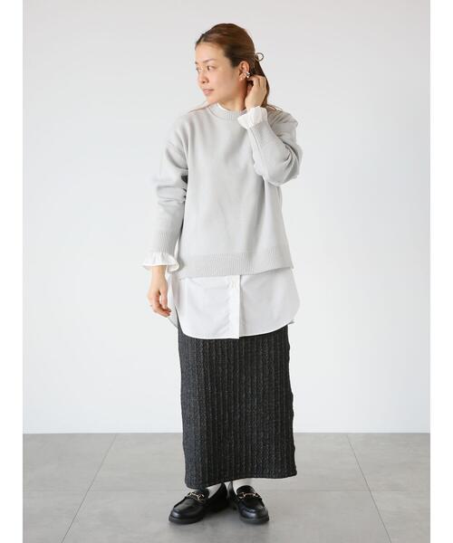 Lugnoncure（ルノンキュール）の「バンドカラー袖シャーリングシャツ（シャツ/ブラウス・レディース・オフホワイト/ブルー/サックスブルー・F）」の8枚目の写真