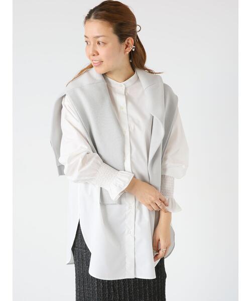 Lugnoncure（ルノンキュール）の「バンドカラー袖シャーリングシャツ（シャツ/ブラウス・レディース・オフホワイト/ブルー/サックスブルー・F）」の10枚目の写真