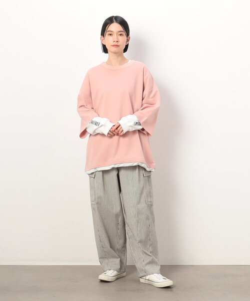 Purple&Yellow(パープルアンドイエロー)の「ヒッコリーワイドテーパードカーゴパンツ(カーゴパンツ・メンズ・ネイビー/アイボリー・MEDIUM/SMALL/X-SMALL/LARGE)」の11枚目の写真