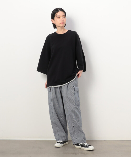 Purple&Yellow(パープルアンドイエロー)の「ヒッコリーワイドテーパードカーゴパンツ(カーゴパンツ・メンズ・ネイビー/アイボリー・MEDIUM/SMALL/X-SMALL/LARGE)」の19枚目の写真
