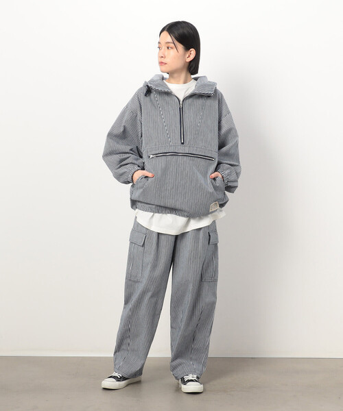 Purple&Yellow(パープルアンドイエロー)の「ヒッコリーワイドテーパードカーゴパンツ(カーゴパンツ・メンズ・ネイビー/アイボリー・MEDIUM/SMALL/X-SMALL/LARGE)」の21枚目の写真