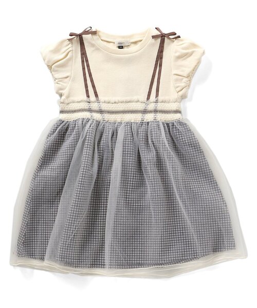 Seraph（セラフ）の「【リンク】ウエストシャーリングデザインチュールワンピース（ワンピース・キッズ・ピンク/ブラック/サックスブルー・80/90/95/100/110/120/130/140）」の7枚目の写真