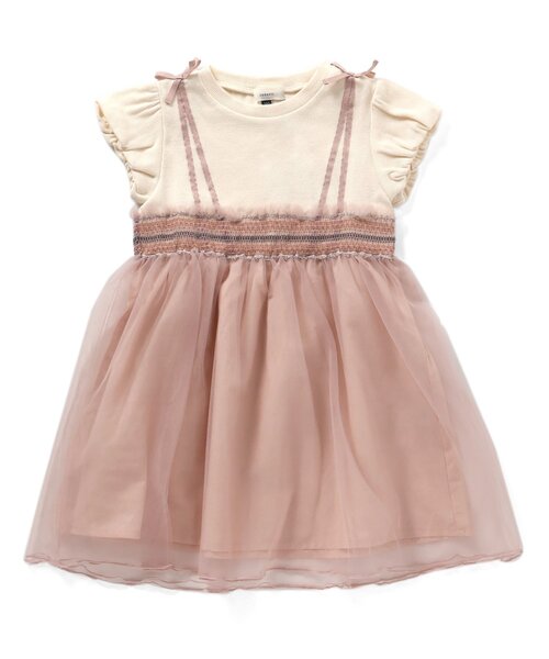 Seraph（セラフ）の「【リンク】ウエストシャーリングデザインチュールワンピース（ワンピース・キッズ・ピンク/ブラック/サックスブルー・80/90/95/100/110/120/130/140）」の11枚目の写真