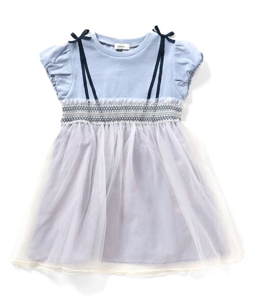 Seraph（セラフ）の「【リンク】ウエストシャーリングデザインチュールワンピース（ワンピース・キッズ・ピンク/ブラック/サックスブルー・80/90/95/100/110/120/130/140）」の12枚目の写真