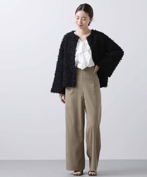 セール】エアリーツイードノーカラージャケット（ノーカラージャケット