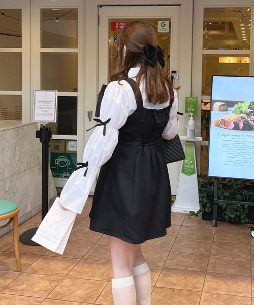 アプレジュール ダブルリボンキャミワンピース ショートボロレロブラウス apres jour ダブルリボンキャミワンピース ショートボレロ