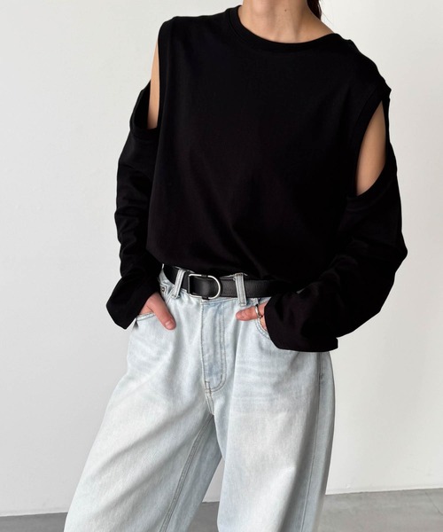 CANAL JEAN(キャナルジーン)の「RED CHOP WORKS ホールロングスリーブカットソー(Tシャツ/カットソー・レディース・グレー/ブラック/ホワイト・ONE SIZE)」の6枚目の写真