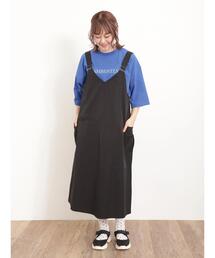 Samansa Mos2 | 綿ナイロンVネックジャンパースカート(ワンピース)