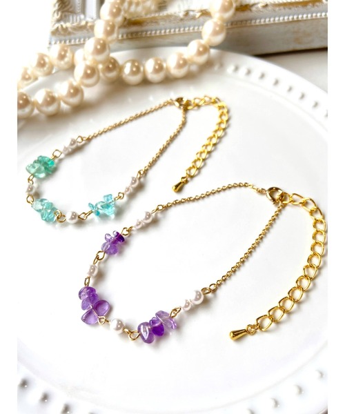 mayuu♡sorarin  ブレスレット 14kgf*淡水ツインパールのスノーマンブレスレット ブレスレット