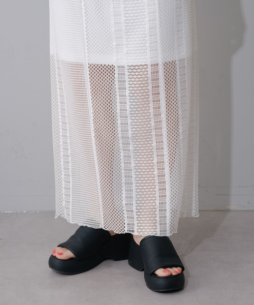 Kastane（カスタネ）の「【2サイズ展開】ハシゴレースシアーIラインスカート（スカート・レディース・ブラック/オフホワイト・0/1）」の13枚目の写真